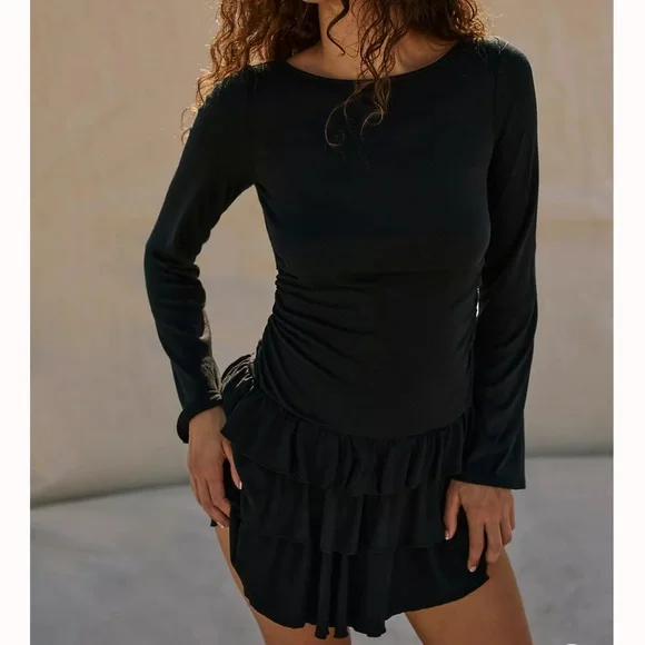 Free People Good Feels Long Sleeve Ruffle Dress - Picture 2 of 7